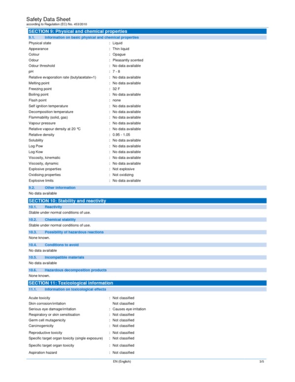 Biozyme Advanced carpet cleaner data sheet