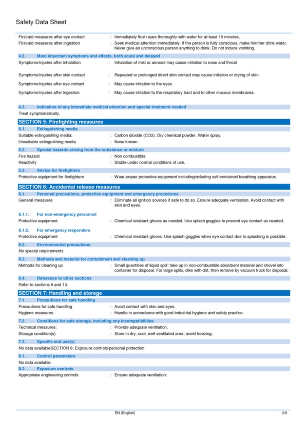 Aircraft interior complete cleaner data sheet