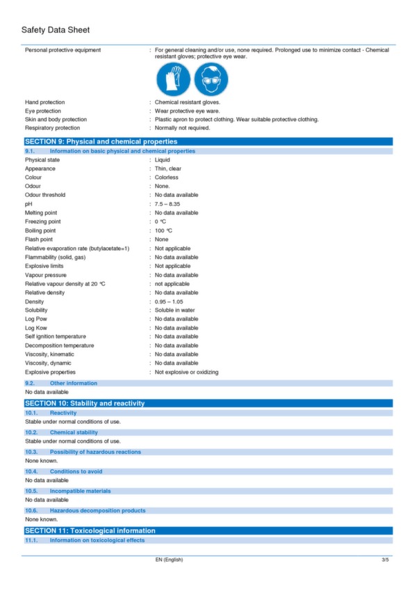 Aircraft interior complete cleaner data sheet