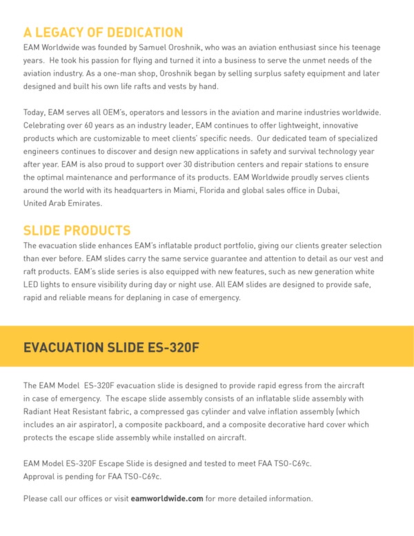 ES-320F evacuation slide brochure