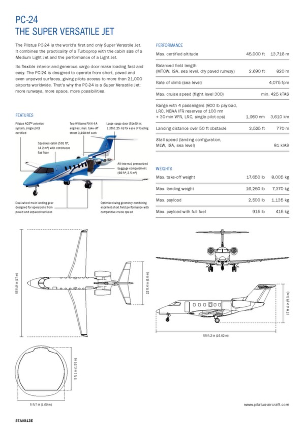 Pilatus PC-24 - données techniques