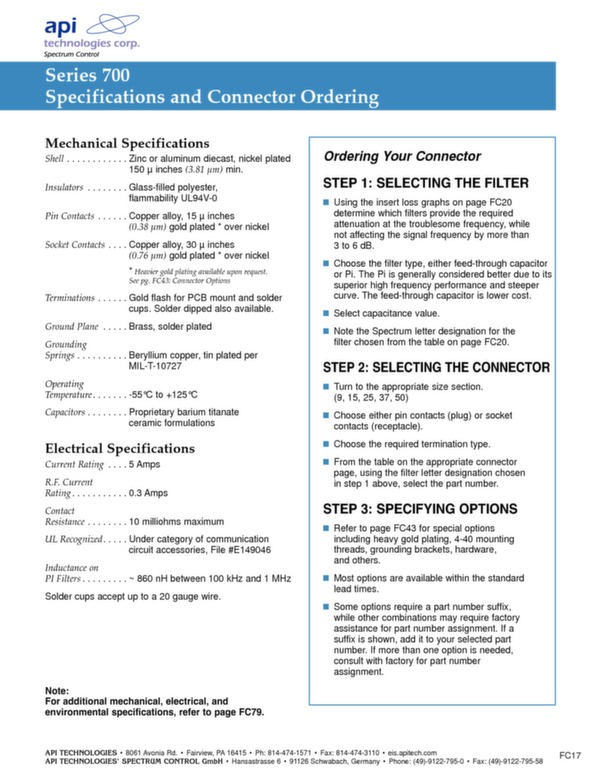 High performance connectors series700