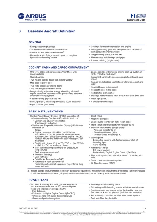 H135 Technical data 2016 - Airbus Helicopters