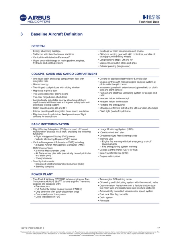 H135 Helionix Technical Data 2016 - Airbus Helicopters