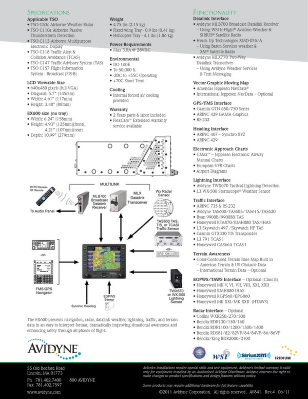 Avidyne Corp. - Multi function display EX 600 Brochure