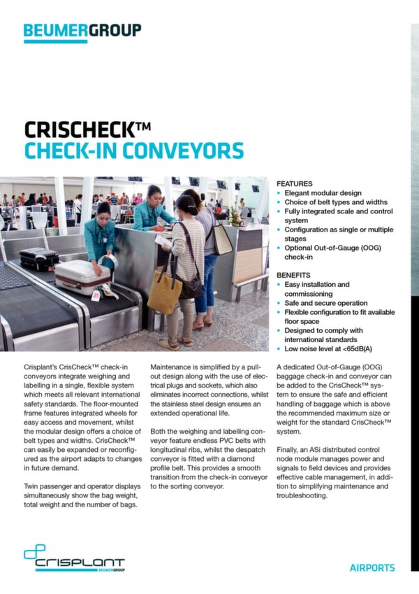 Brochure pour système de vérification bagages (check-in)