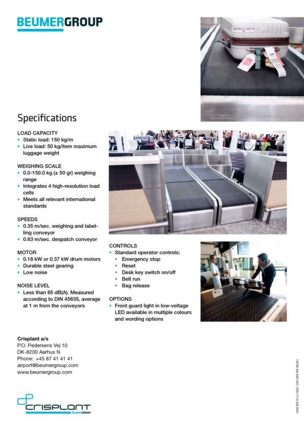 Brochure pour système de vérification bagages (check-in)