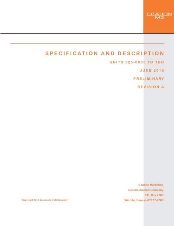 Cessna Citation M2 technical data