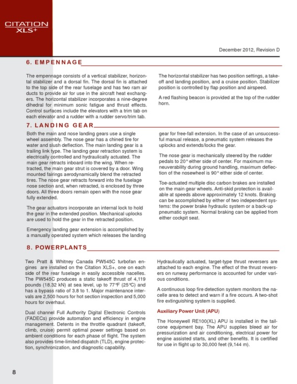 Cessna Citation XLS+ technical data