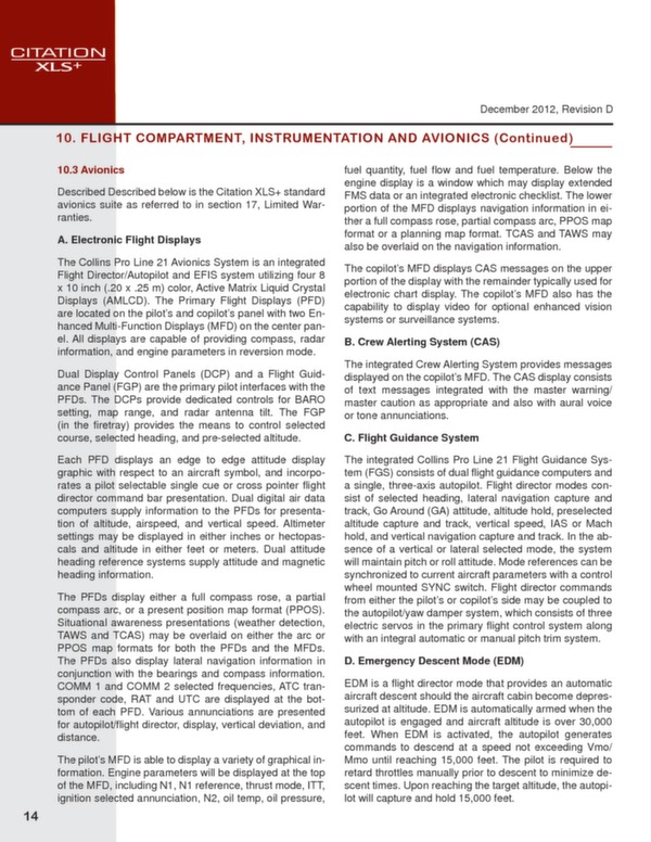 Cessna Citation XLS+ technical data