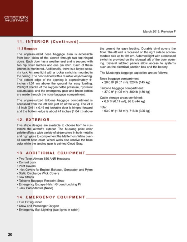 Cessna Citation Mustang technical Data