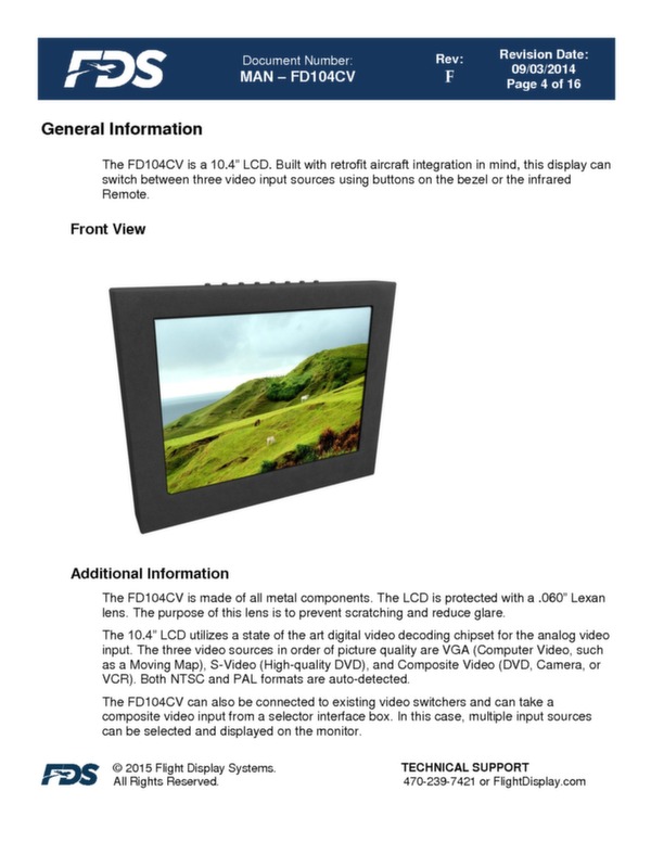 Brochure écran LCD 10.4\'\' HD FD104CV