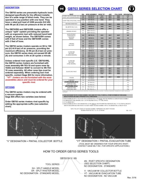 Pneumatic-hydraulic tool GB703 brochure