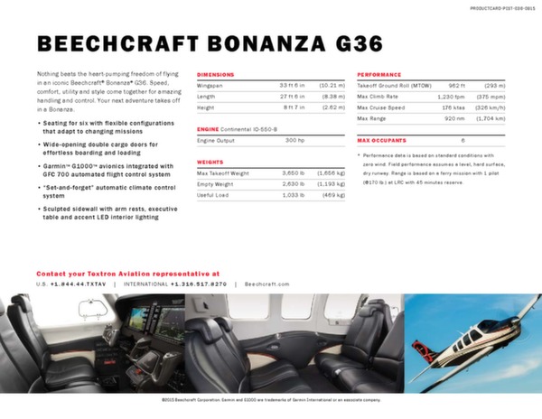 Beechcraft Bonanza G36 - technical data