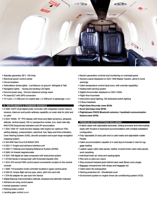 TBM 900 - Tarifs et spécifications techniques