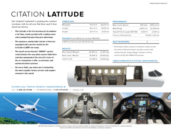 Cessna Citation Latitude datasheet