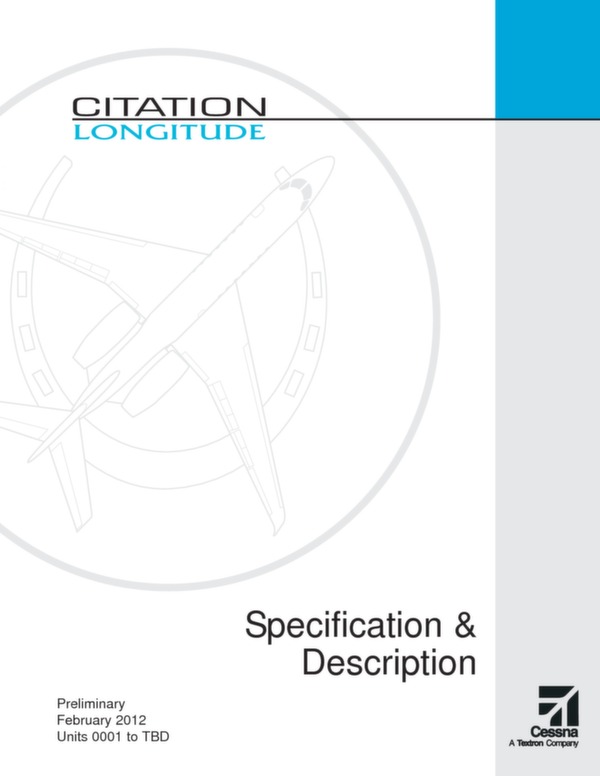 Cessna Citation Latitude - spécifications techniques - 2012