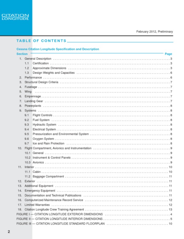 Cessna Citation Latitude datasheet - 2012