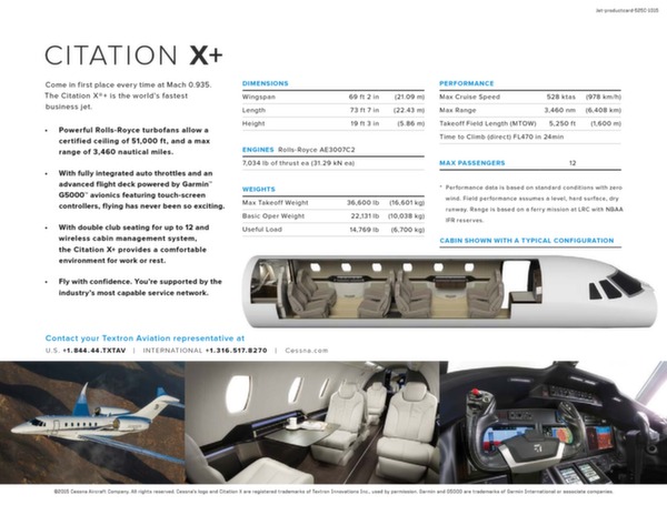 Cessna Citation X+ - données techniques