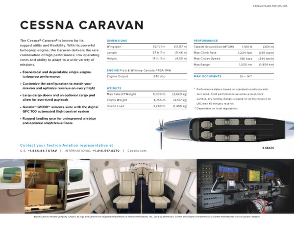 Cessna Caravan - données techniques