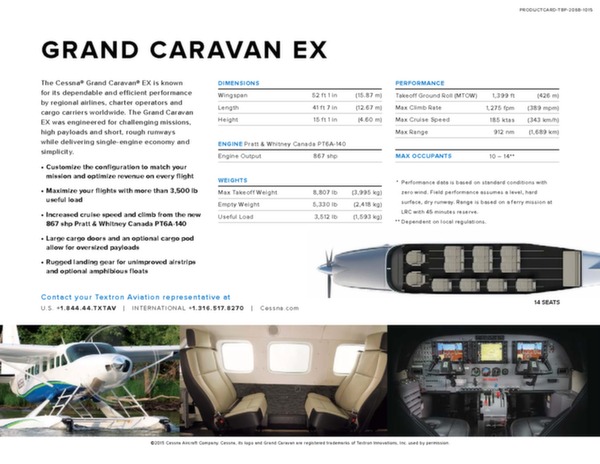 Cessna Grand Caravan EX - données techniques