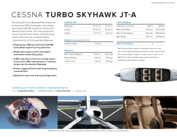 Cessna Turbo Skyhawk JT-A / données techniques