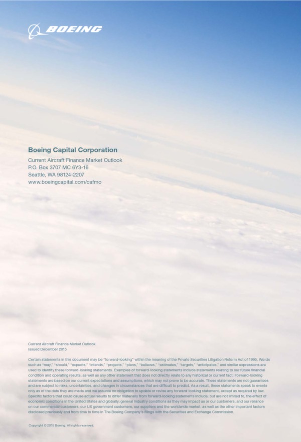 Boeing:  Financement et perspectives de marché 2016