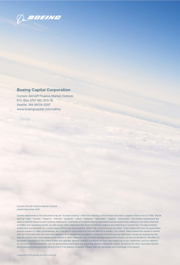 Boeing:  Current aircraft finance market outlook 2016