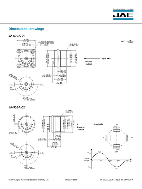 Accelerometer JA-50GA data sheet