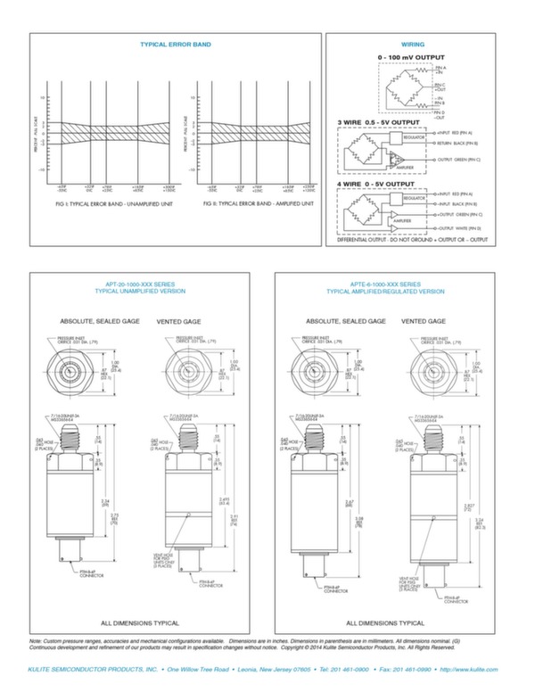 Aircraft pressure transducer data sheet