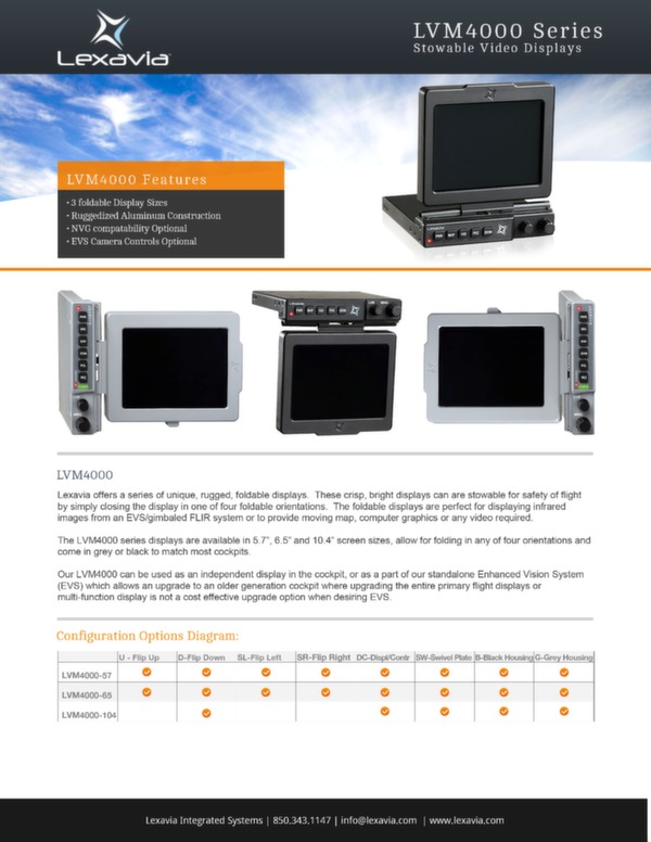 Stowable video display LVM4000 Series data sheet