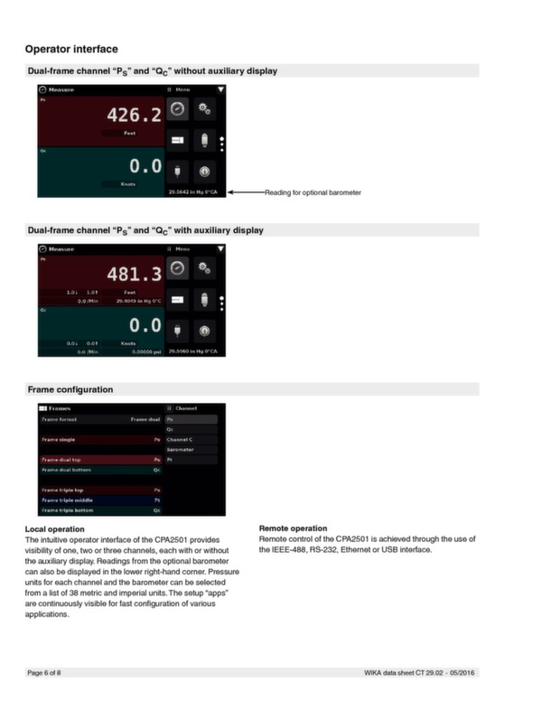 Air data test indicator Model CPA2501 data sheet