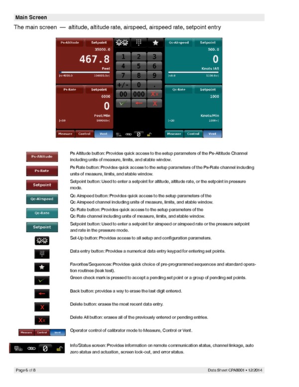 Air data test set CPA8001 data sheet