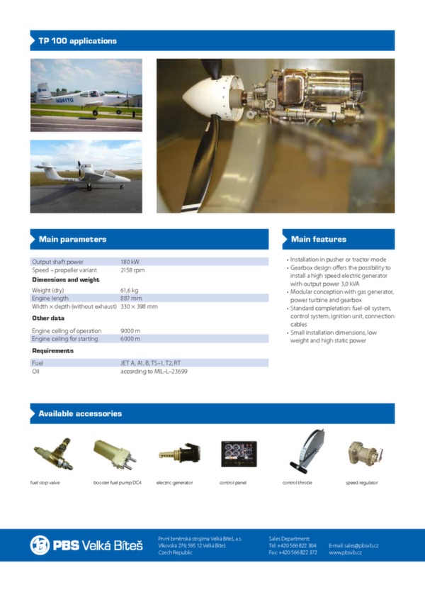 Turbopropeller engine TP100 brochure