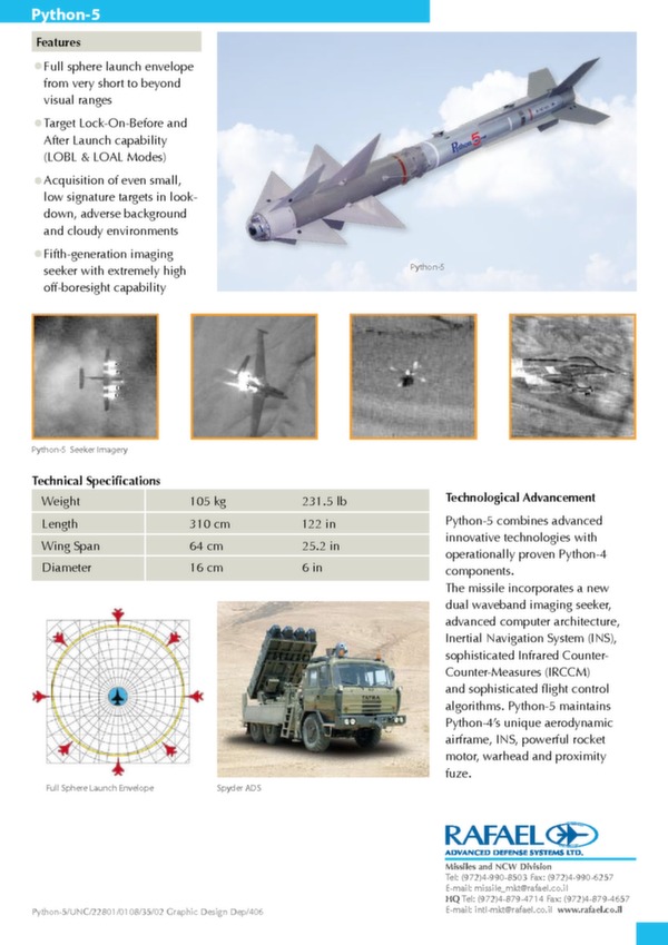 Air-to-air missile Python-5 brochure