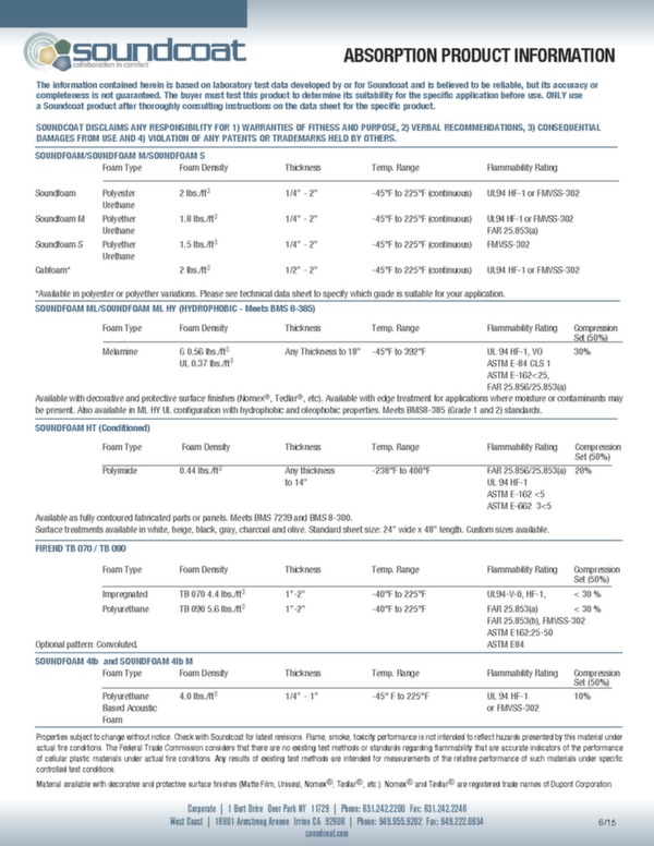 Brochure équipement isolation acoustique et thermique