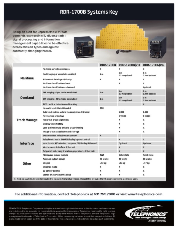 RDR-1700B Radar Series brochure