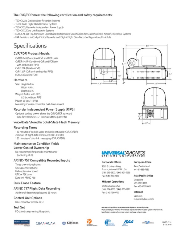 Cockpit Voice / Flight Data Recorders brochure