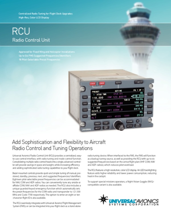 RCU Radio control unit brochure