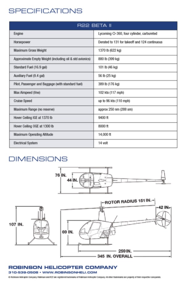 Brochure hélicoptère R22 BETA II