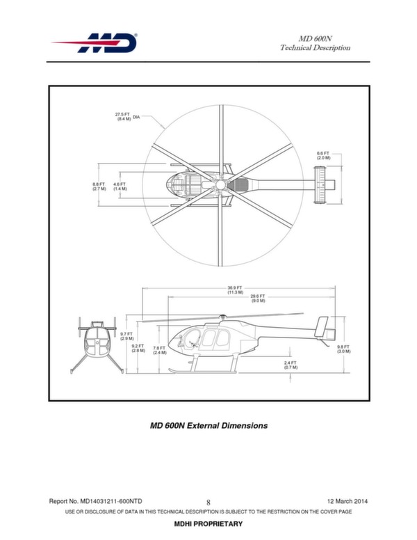 Descritpion technique hélicoptère MD 600N