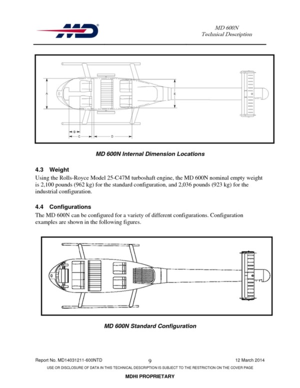 Descritpion technique hélicoptère MD 600N