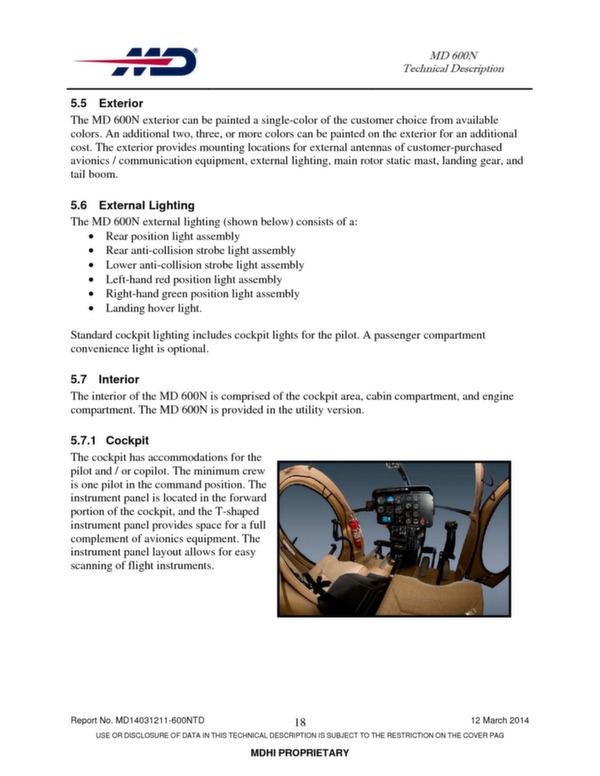 MD 600N helicopter technical descritption