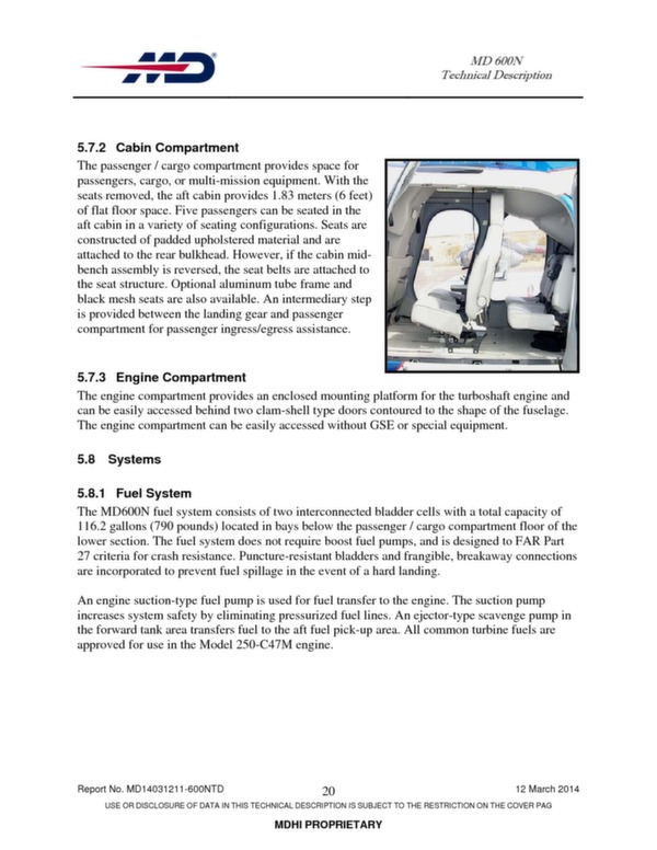 MD 600N helicopter technical descritption