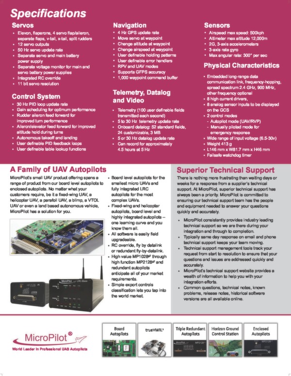 Brochure système d\'autopilote intégré pour drone
