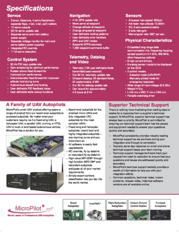 UAV integrated autopilot brochure