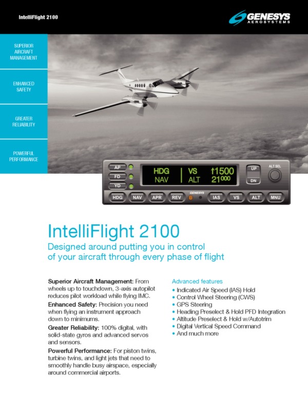 IntelliFlight 2100 data sheet