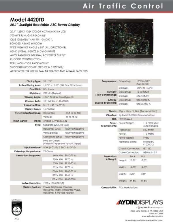 ATC Display 4420TD data sheet