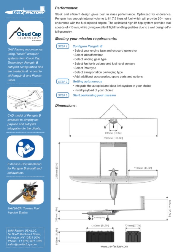 Données techniques drone Penguin B 