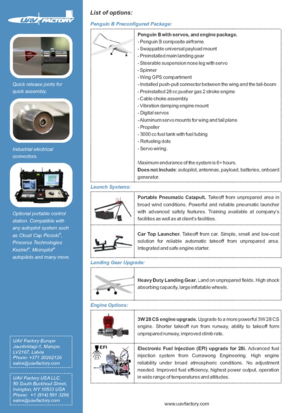 UAV Penguin B data sheet